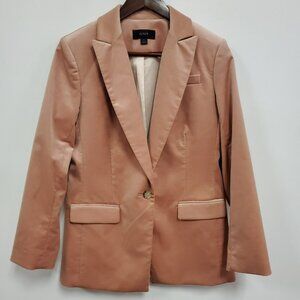 J Crew Women Single Breasted Velvet Willa Blazer Size 4 Pink Professional Office